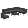 vidaXL 8 pcs conjunto lounge de jardim c/ almofad&otilde;es vime PE preto