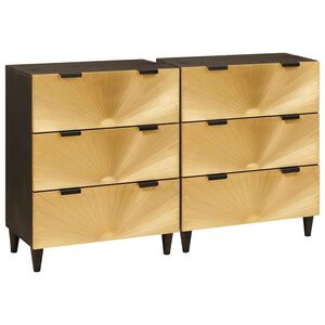 vidaXL Buffet 2 pcs Preto e Ouro 60 x 33 x 75 cm