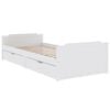 vidaXL Estrutura de cama com gavetas 90x200 cm pinho maciço branco