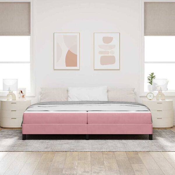 vidaXL Cama Box com colch&atilde;o Rosa 200 x 200 cm tecido