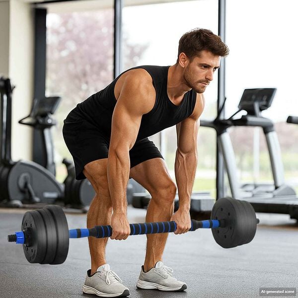 vidaXL Conjunto de Halteres 4 em 1 Preto e Azul 121 x 19,5 x 19,5 cm