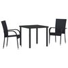 vidaXL Conjunto de Jantar para Jardim 3 unid. Preto A&ccedil;o revestido a p&oacute;