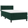 vidaXL Cama com molas/colch&atilde;o 100x200 cm veludo verde-escuro