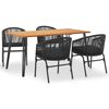 vidaXL 5 pcs conjunto jantar exterior madeira ac&aacute;cia maci&ccedil;a e vime PVC