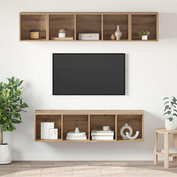 vidaXL Conjunto de m&oacute;vel de TV 4 pcs Carvalho Artesanal