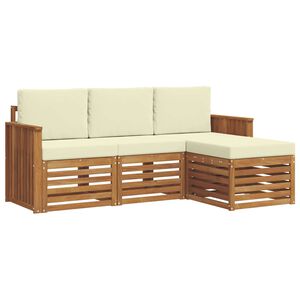 vidaXL Conjunto de Sof&aacute;s para Exterior 4 pcs Natural e Creme