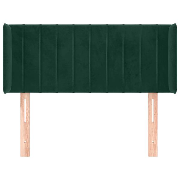 vidaXL Cabeceira de cama c/ abas veludo 83x16x78/88 cm verde-escuro