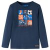 T-shirt de manga comprida para crian&ccedil;a azul-marinho mesclado 116