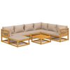 vidaXL 8pcs conj. lounge jardim madeira c/almofadões cinza-acastanhado