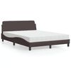 vidaXL Cama com colchão Dover 140x200 cm tecido castanho-escuro