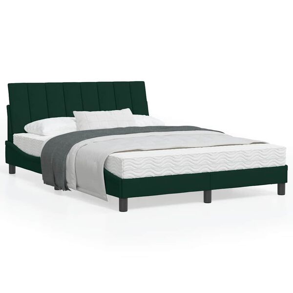 vidaXL Cama com colch&atilde;o Hanko 120x200 cm veludo verde-escuro