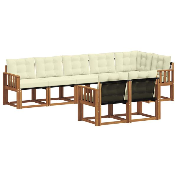 vidaXL Conjunto de Sof&aacute;s para Exterior 8 pcs Natural e Creme