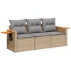 vidaXL 3 pcs conjunto de sof&aacute;s p/ jardim com almofad&otilde;es vime PE bege