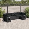 vidaXL 7 pcs conjunto de sof&aacute;s p/ jardim c/ almofad&otilde;es vime PE preto