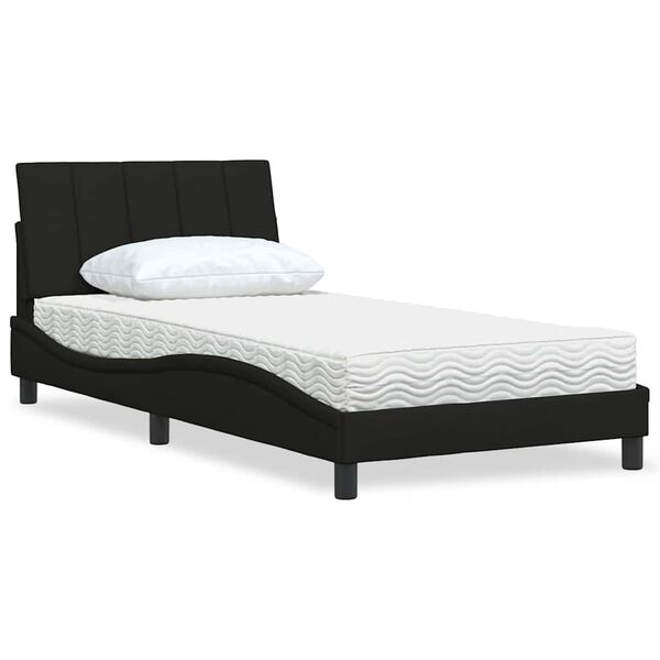 vidaXL Cama com colch&atilde;o Hanko 100x200 cm tecido preto