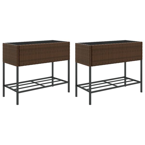 vidaXL Canteiro de jardim com prateleira 2pcs 90x40x75cm vime PE