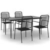 vidaXL 5 pcs conjunto de jantar p/ jardim corda de algod&atilde;o e a&ccedil;o preto