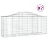 vidaXL Cestos gabião arqueados 7 pcs 200x50x80/100cm ferro galvanizado