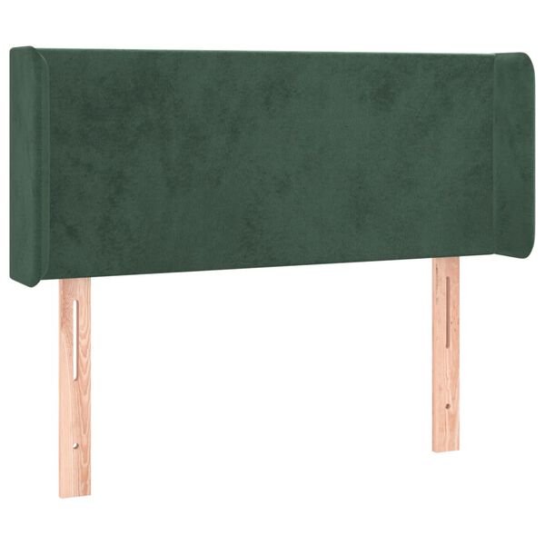 vidaXL Cabeceira de cama c/ abas veludo 83x16x78/88 cm verde-escuro