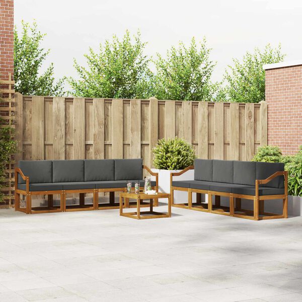 vidaXL Conjunto de Sof&aacute;s para Exterior 9 pcs Natural e Antracite