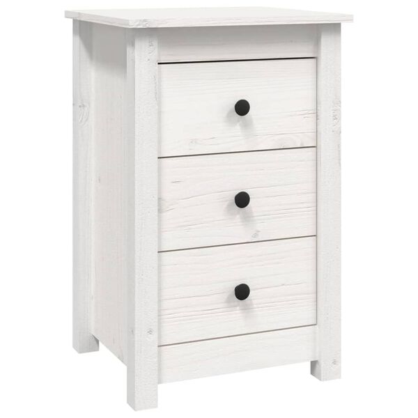 vidaXL Mesa de cabeceira 40x35x61,5 cm madeira de pinho maci&ccedil;a branco