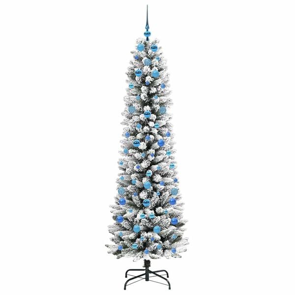 vidaXL &Aacute;rvore de Natal Artificial Branco 210 cm PVC, Metal e Pl&aacute;stico