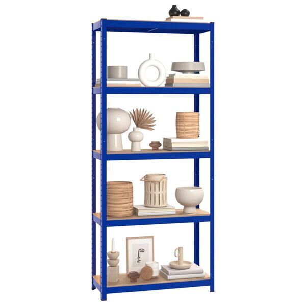 VidaXL 5-Layer Storage Shelf Blue Steel&Madeira de engenharia