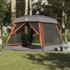 vidaXL Tenda familiar estilo cabana 6 pessoas imperm. cinza/laranja