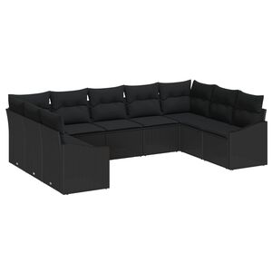 vidaXL Conjunto de Sof&aacute; de Jardim 9 pcs Preto vime PE