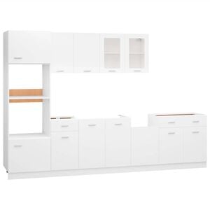 vidaXL 7 pcs conjunto arm&aacute;rios de cozinha derivados de madeira Lyon branco