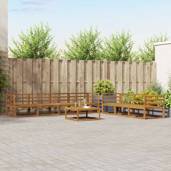 vidaXL Conjunto de Sof&aacute;s para Exterior 8 pcs Natural e Antracite