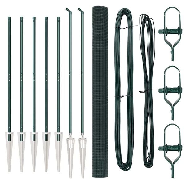 vidaXL Poste de Cerca Verde 10 x 1,6 m (malha de 25 x 25 mm) A&ccedil;o e PVC