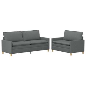 vidaXL Conjunto de Sof&aacute;s 2 unid. 5 lugar Cinzento-Escuro Tecido