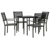 vidaXL 5 pcs conjunto de jantar para jardim a&ccedil;o e textilene preto