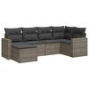 vidaXL 6 pcs conjunto sof&aacute;s de jardim com almofad&otilde;es vime cinzento