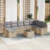 vidaXL Conjunto de Sof&aacute; de Jardim 9 pcs Bege Rattan Sint&eacute;tico