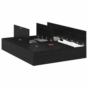 vidaXL Estrado de cama com arruma&ccedil;&atilde;o Carvalho Preto 135 x 190 cm