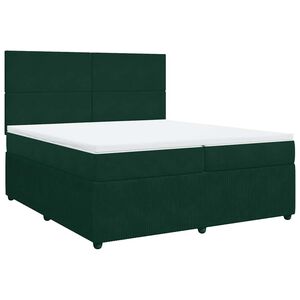 vidaXL Cama com molas/colch&atilde;o 200x200 cm veludo verde-escuro