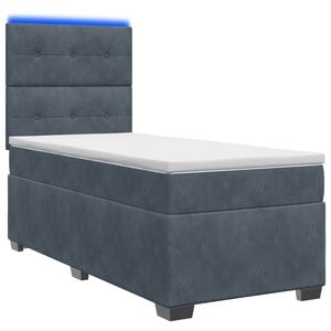 vidaXL Cama box spring com colch&atilde;o Cinzento-Escuro 100 x 200 cm Veludo