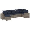 vidaXL Conjunto de sof&aacute; de jardim com 7 pe&ccedil;as e almofadas em rattan sint&eacute;tico cinza