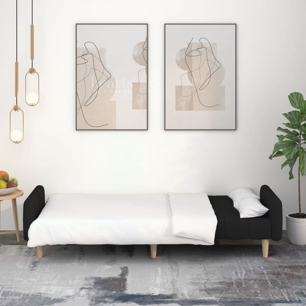 vidaXL Sof&aacute;-cama de 2 lugares tecido preto