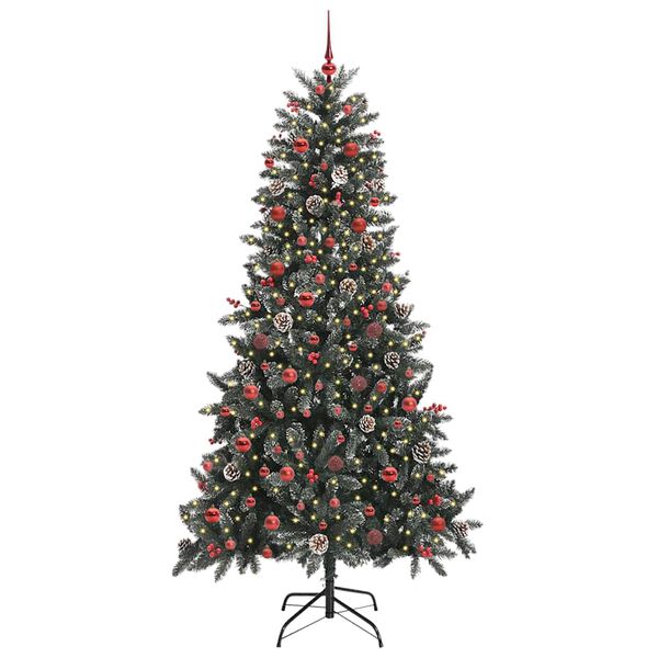 vidaXL &Aacute;rvore de Natal Artificial Verde 210 cm PVC, Pl&aacute;stico e A&ccedil;o