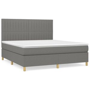 vidaXL Cama com molas/colch&atilde;o 160x200 cm tecido cinzento-escuro