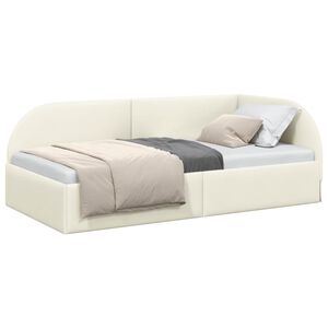 vidaXL Estrutura de Cama de Canto Creme 80 x 200 cm Veludo