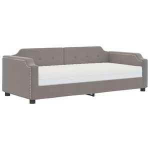 vidaXL Sof&aacute;-cama com colch&atilde;o 100x200 cm tecido cinzento-acastanhado
