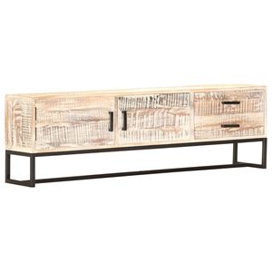 vidaXL M&oacute;vel de TV 140x30x45 cm madeira de ac&aacute;cia maci&ccedil;a branco