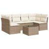 vidaXL 7 pcs conjunto de sof&aacute;s p/ jardim com almofad&otilde;es vime PE bege
