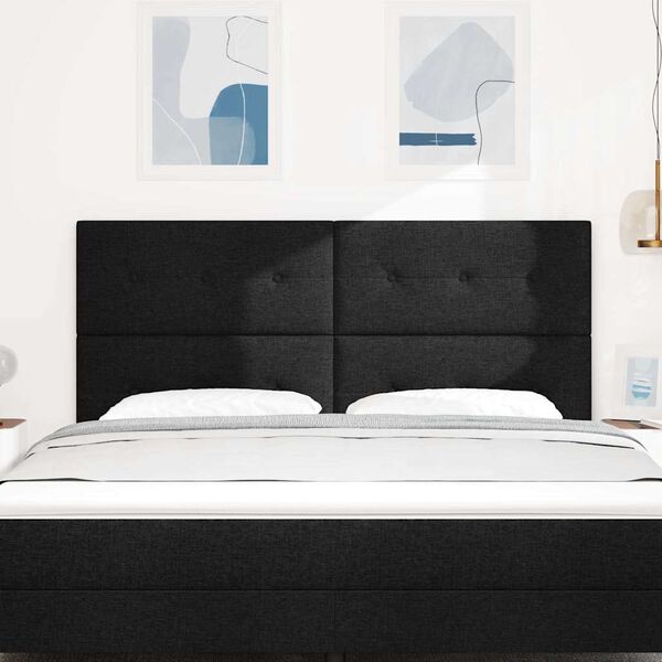 vidaXL Cabeceira LED com luzes de tira LED Preto 180 cm Poli&eacute;ster