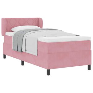 vidaXL Cama Box com cabeceira Rosa 90 x 190 cm Veludo