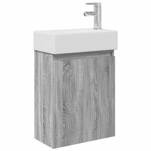 vidaXL Conjunto de M&oacute;veis de Banheiro com Torneira Sonoma cinzento